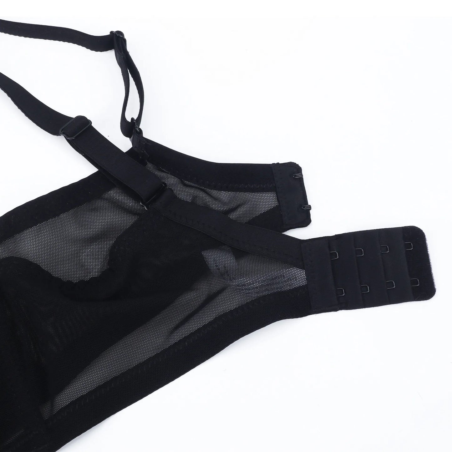 Plus Size Sheer Mesh Halter Underwire Bra