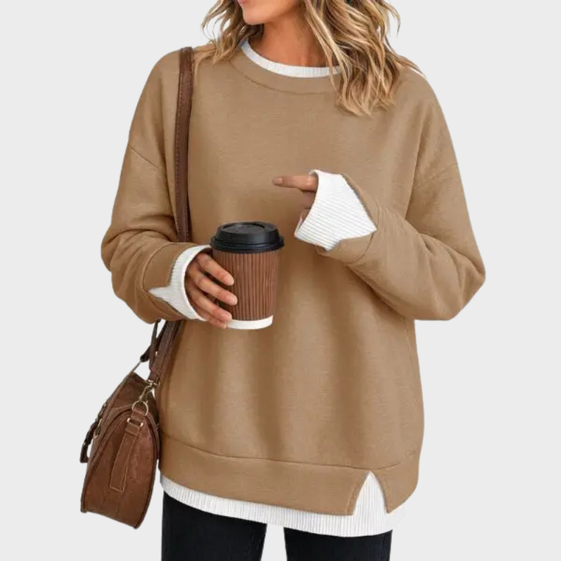 Layered Crew Neck Oversized Sweatshirt