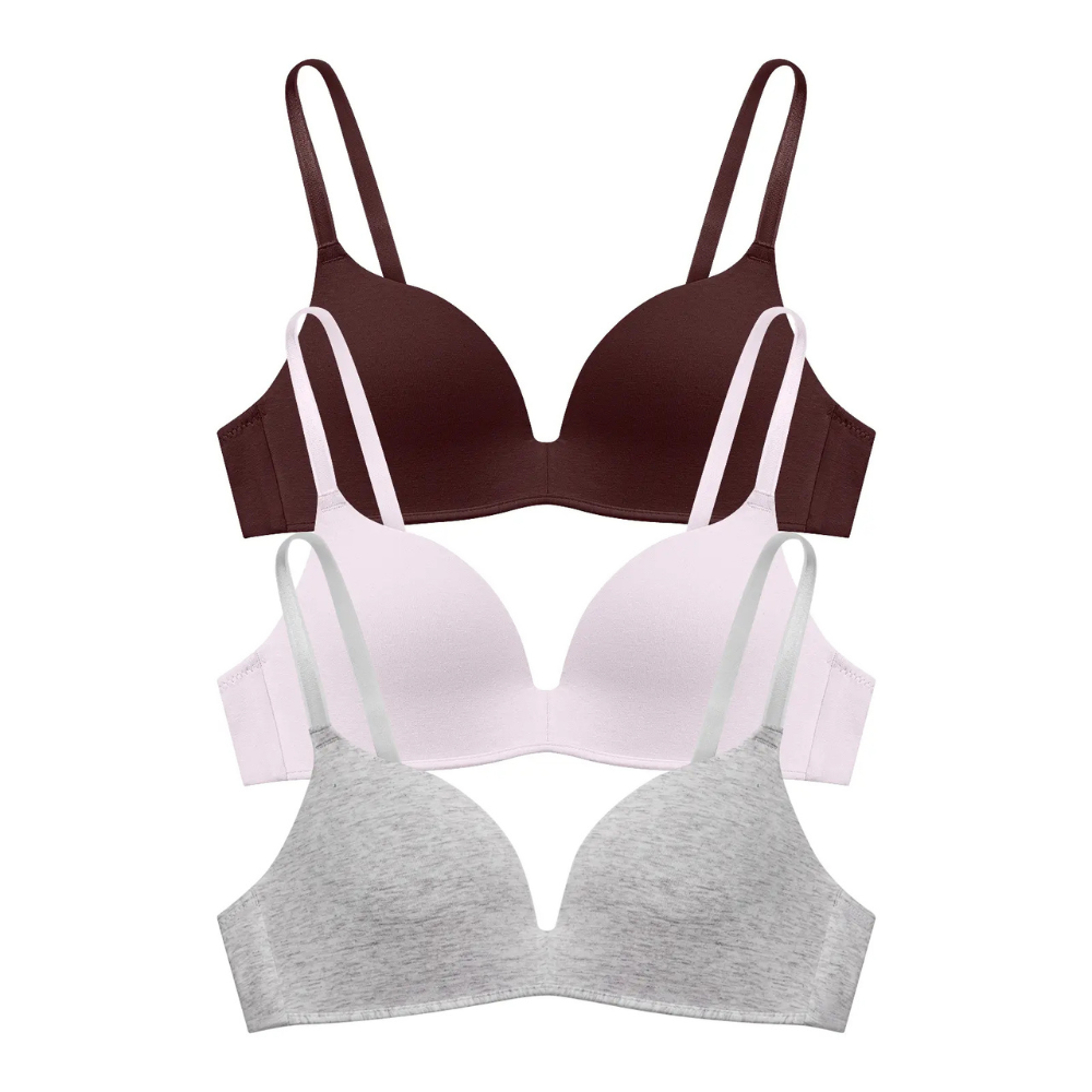 Women’s Wireless Plunge T-Shirt Bra 3-Pack