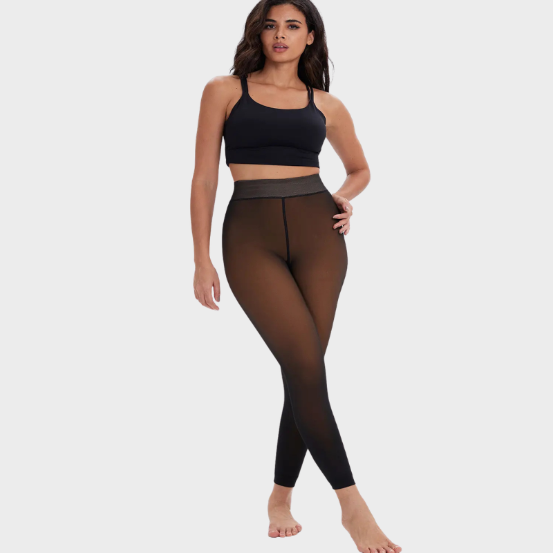 Fleece-Lined Fake Sheer Thermal Tights