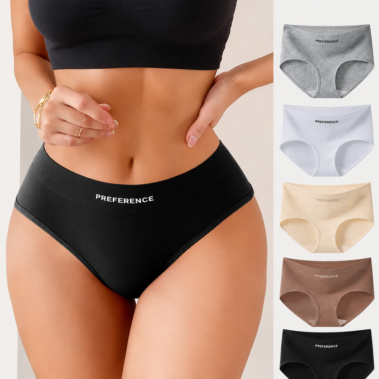 Plus Size 100% Cotton Panties 5 Pack – Soft Breathable Full Coverage Briefs