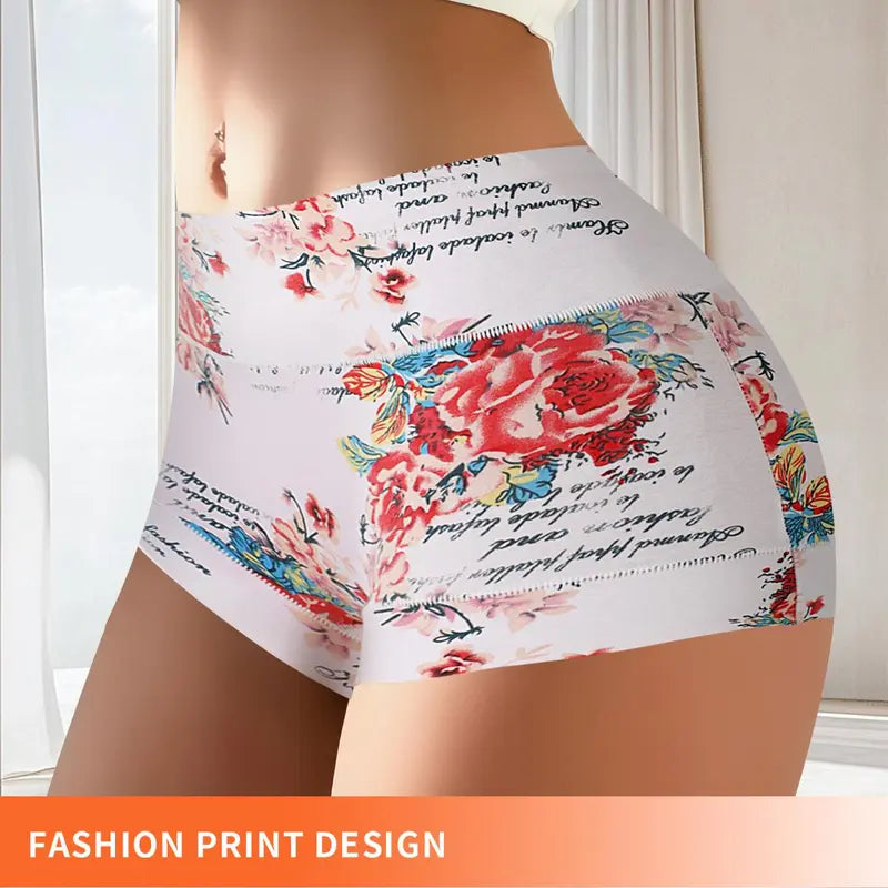 Floral High-Waist Boyshort Briefs (4-Pack)