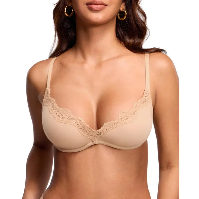 Lace Plunge Balconette Underwire Bra