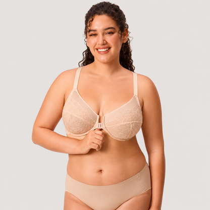 Women’s Lace Front Closure Underwire Racerback Bra