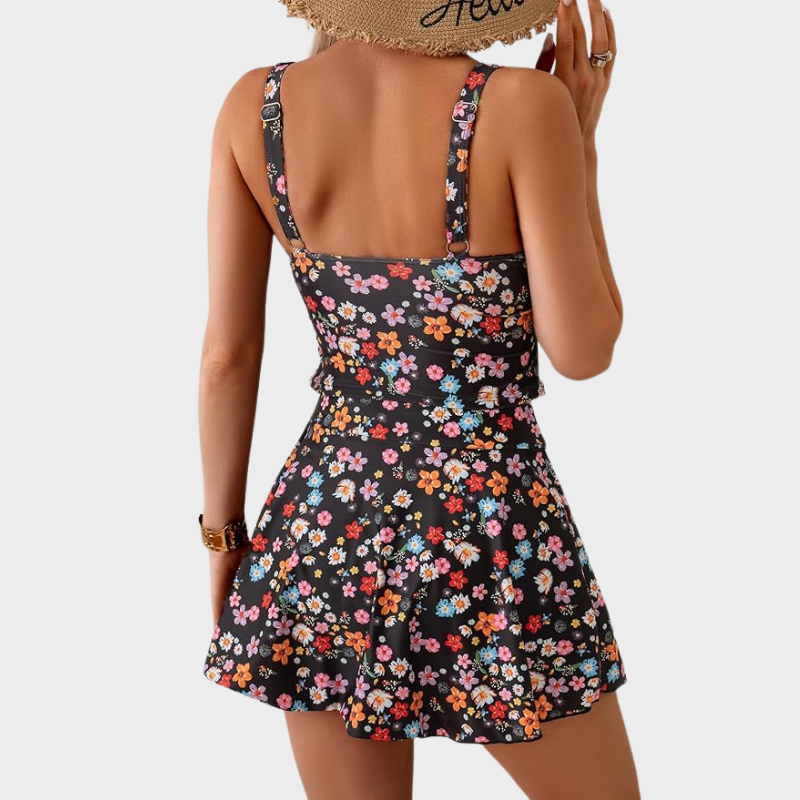 Women's Tummy Control Tankini with Swim Skirt