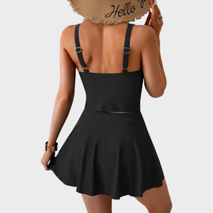 Women's Tummy Control Tankini with Swim Skirt