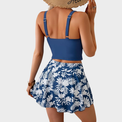 Women's Tummy Control Tankini with Swim Skirt