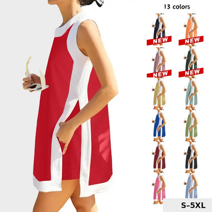 Color Block Cotton Two-Piece Lounge Set