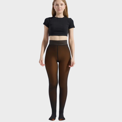 Fleece-Lined Fake Sheer Thermal Tights