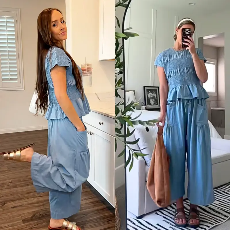 Boho Cotton Smocked Two-Piece Set