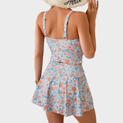 Women's Tummy Control Tankini with Swim Skirt