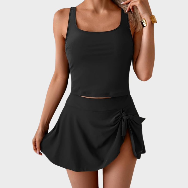 Women's Tummy Control Tankini with Swim Skirt