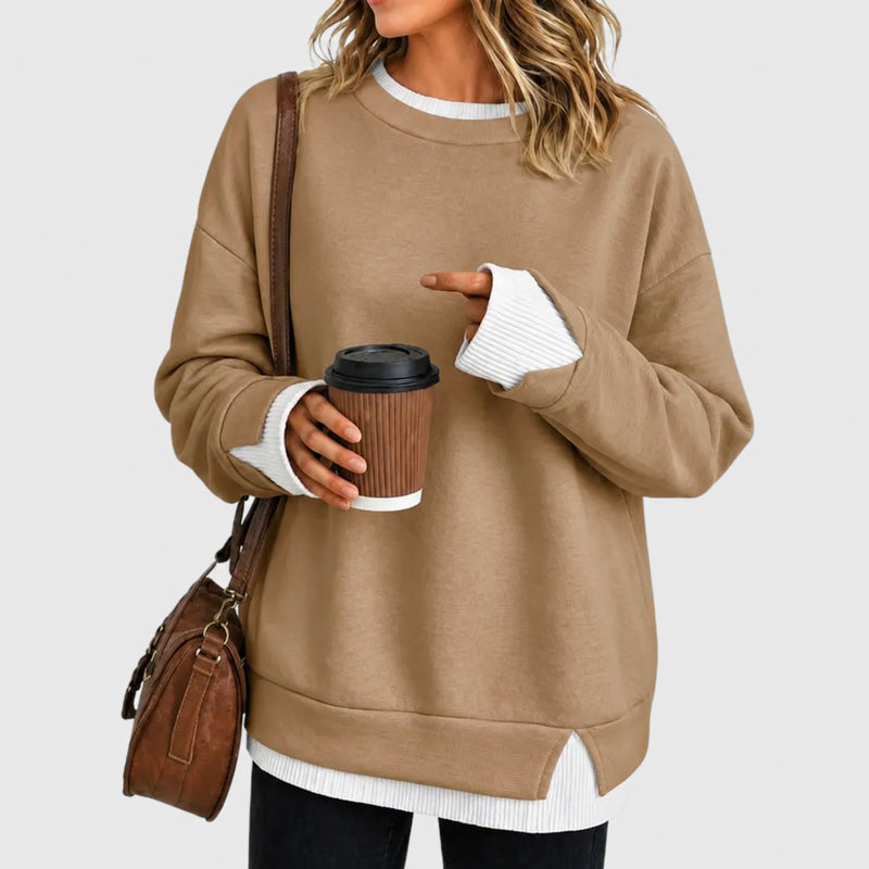 Layered Crew Neck Oversized Sweatshirt