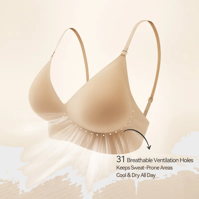 Seamless low-back bra worn from the back beneath a top