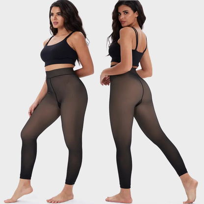 Fleece-Lined Fake Sheer Thermal Tights