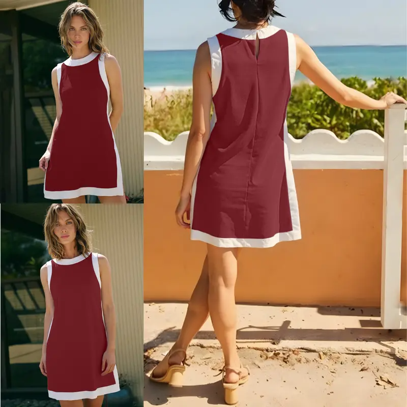 Color Block Cotton Two-Piece Lounge Set