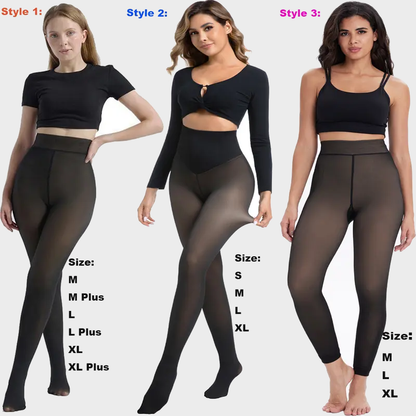 Fleece-Lined Fake Sheer Thermal Tights