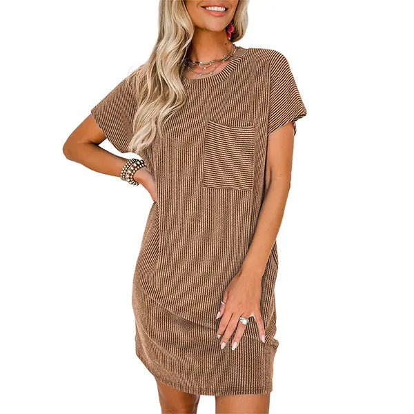 Slim Fit Striped Ribbed Mini Dress