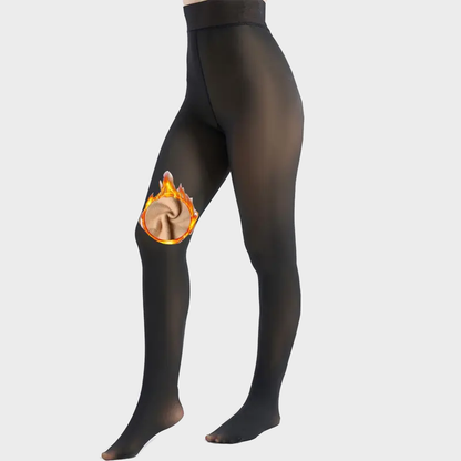 Fleece-Lined Fake Sheer Thermal Tights