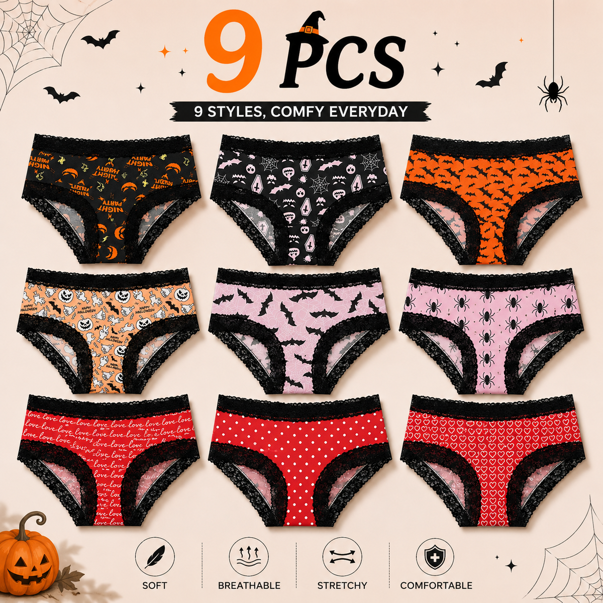 Halloween Lace Brief Panties