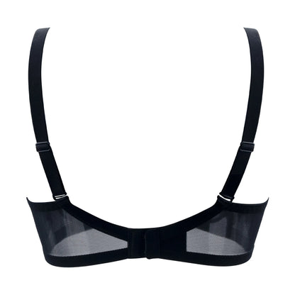 Plus Size Sheer Mesh Halter Underwire Bra