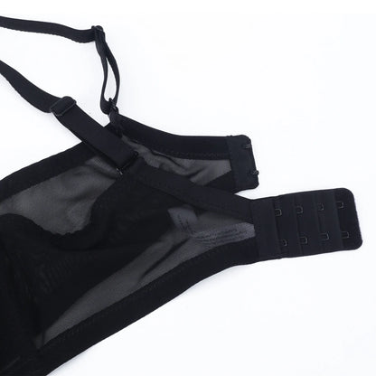 Plus Size Sheer Mesh Halter Underwire Bra