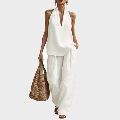Cotton Linen Halter Two-Piece Set