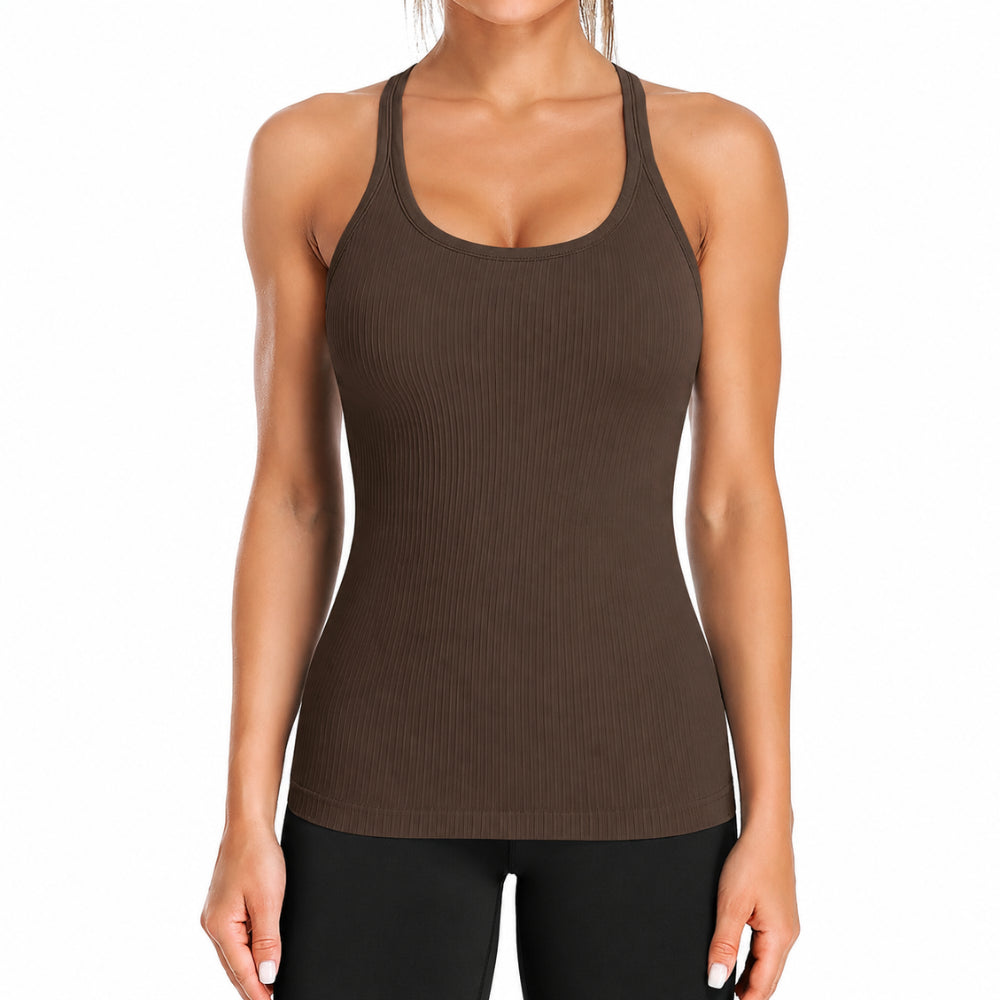 Ribbed Built-In Bra Workout Tank Top