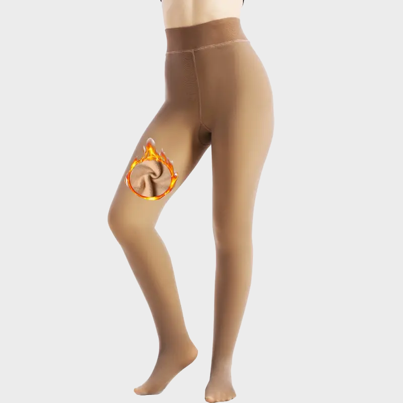 Fleece-Lined Fake Sheer Thermal Tights