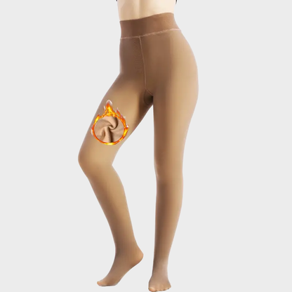 Fleece-Lined Fake Sheer Thermal Tights