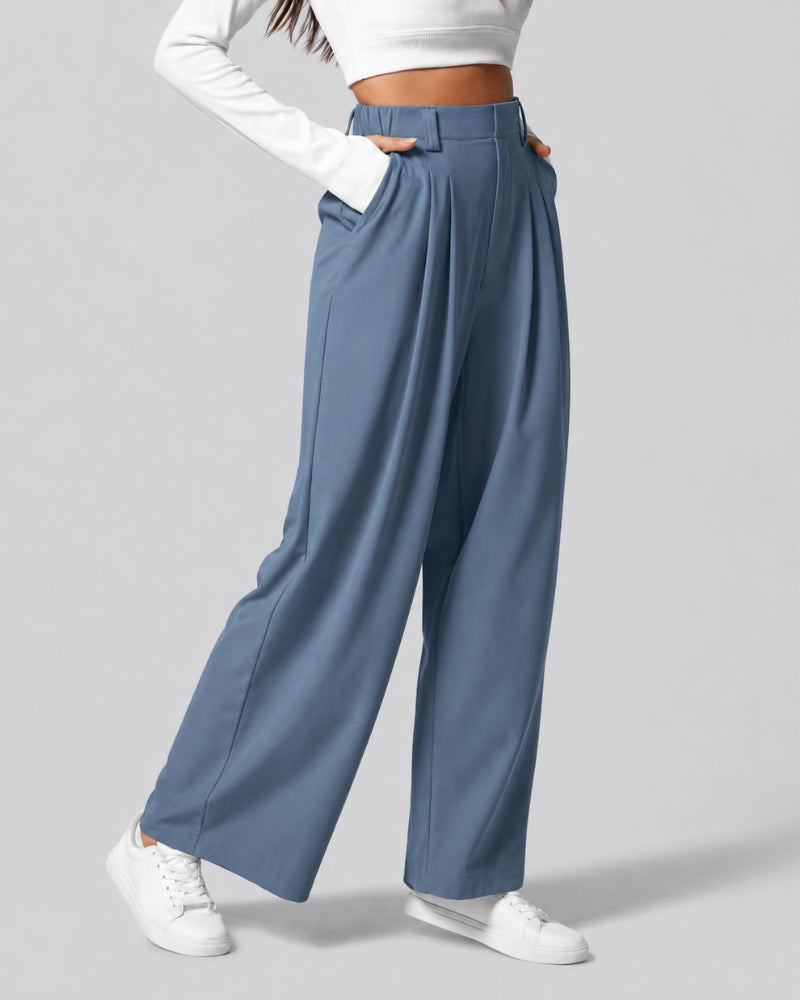 High Waisted Pocket Wide Leg Waffle Pants