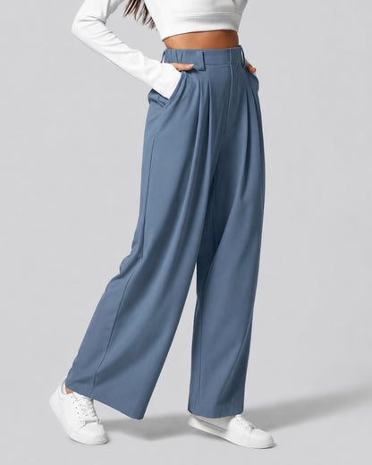 High Waisted Pocket Wide Leg Waffle Pants