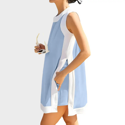 Color Block Cotton Two-Piece Lounge Set