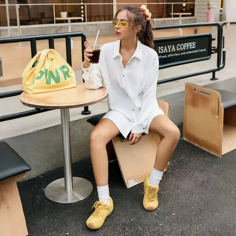 Oversized Button-Down Shirt & Shorts Set