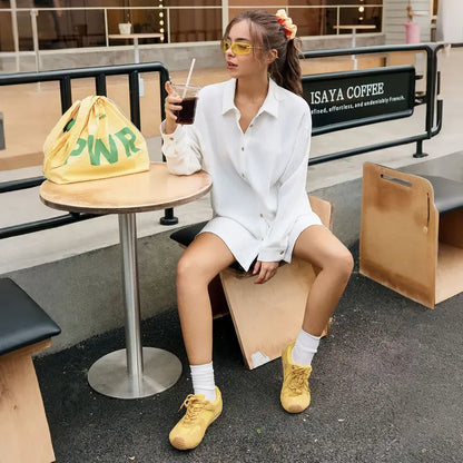 Oversized Button-Down Shirt & Shorts Set