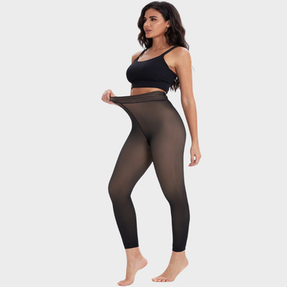 Fleece-Lined Fake Sheer Thermal Tights