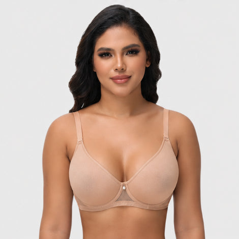 Plus Size Sheer Mesh Halter Underwire Bra