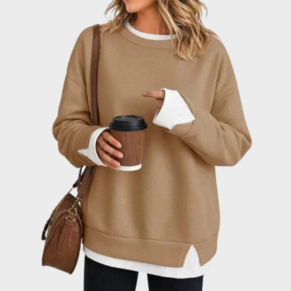 Layered Crew Neck Oversized Sweatshirt
