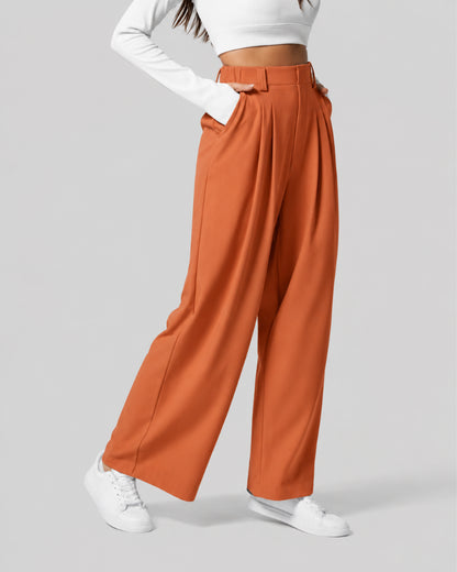 High Waisted Pocket Wide Leg Waffle Pants
