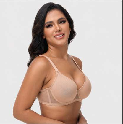 Plus Size Sheer Mesh Halter Underwire Bra