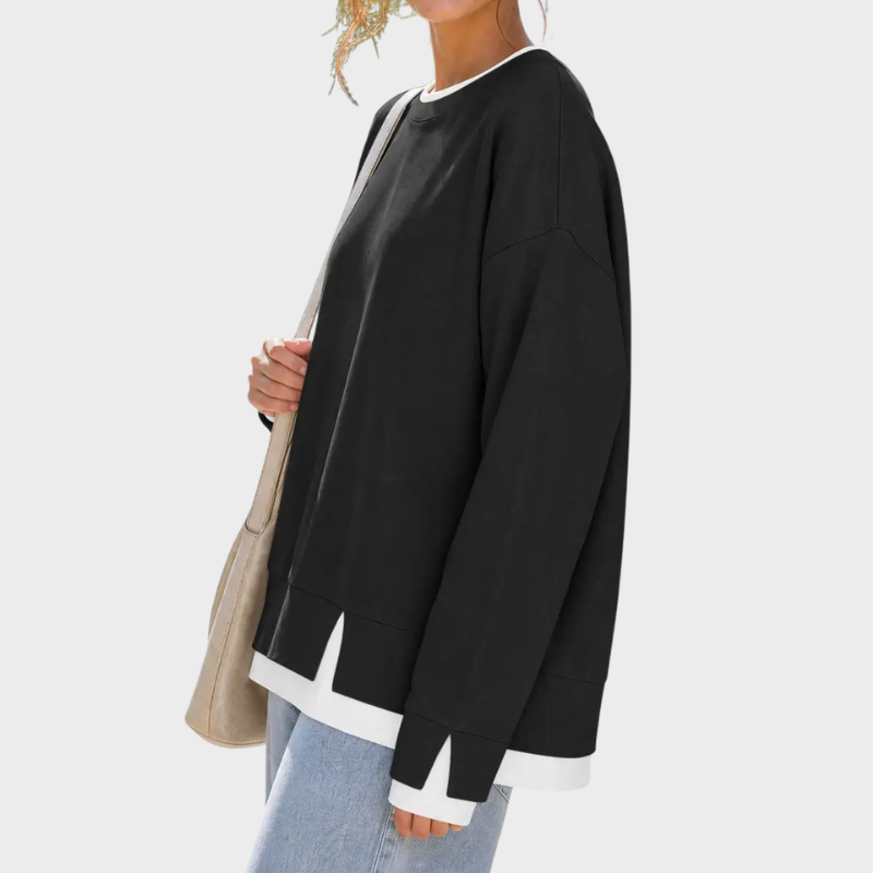 Layered Crew Neck Oversized Sweatshirt