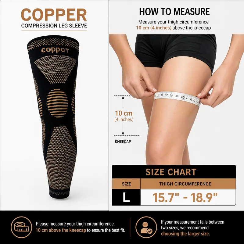 20–30mmHg Copper Compression Leg Sleeves