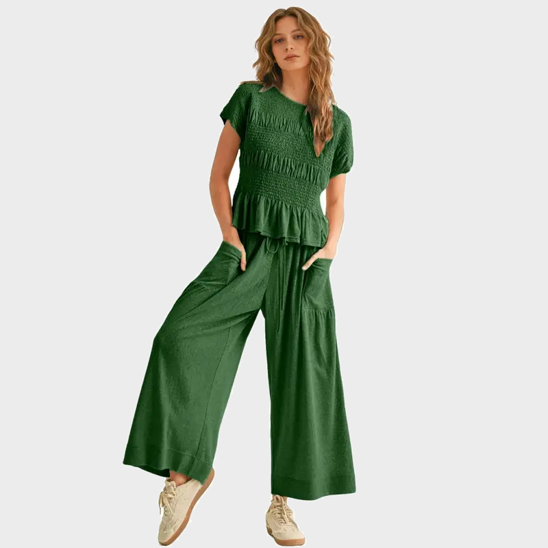 Boho Cotton Smocked Two-Piece Set
