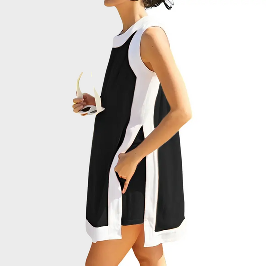 Color Block Cotton Two-Piece Lounge Set