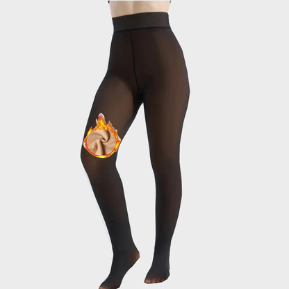 Fleece-Lined Fake Sheer Thermal Tights