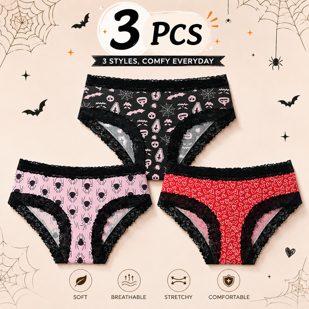 Halloween Lace Brief Panties
