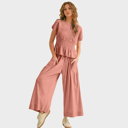 Boho Cotton Smocked Two-Piece Set