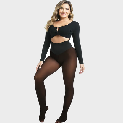Fleece-Lined Fake Sheer Thermal Tights
