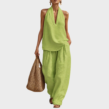 Cotton Linen Halter Two-Piece Set