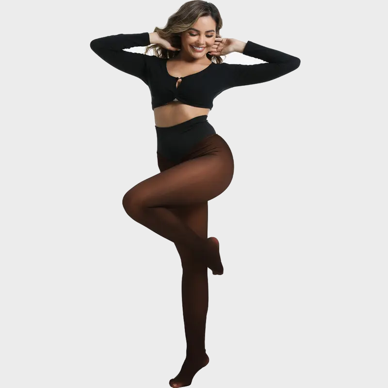 Fleece-Lined Fake Sheer Thermal Tights